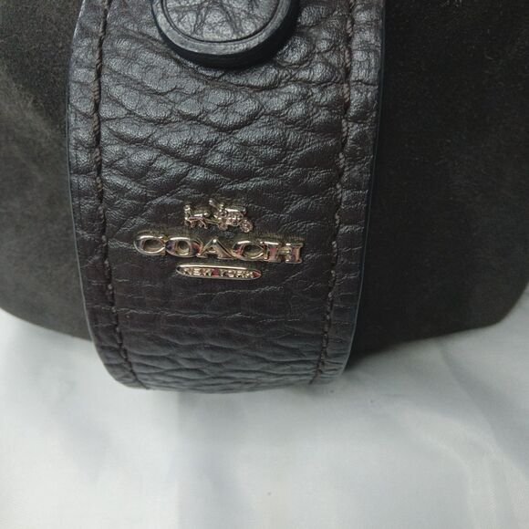 Coach Eddie Shoulder Bag 42 Buffalo Embossed Leather & Suede Brown Style #20334 - Picture 7 of 13